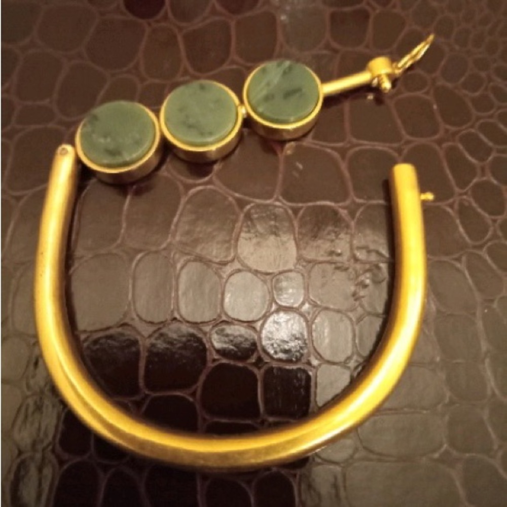 Goldtone Bracelet by Madewell with green accent stones,wrist size 2 1/2